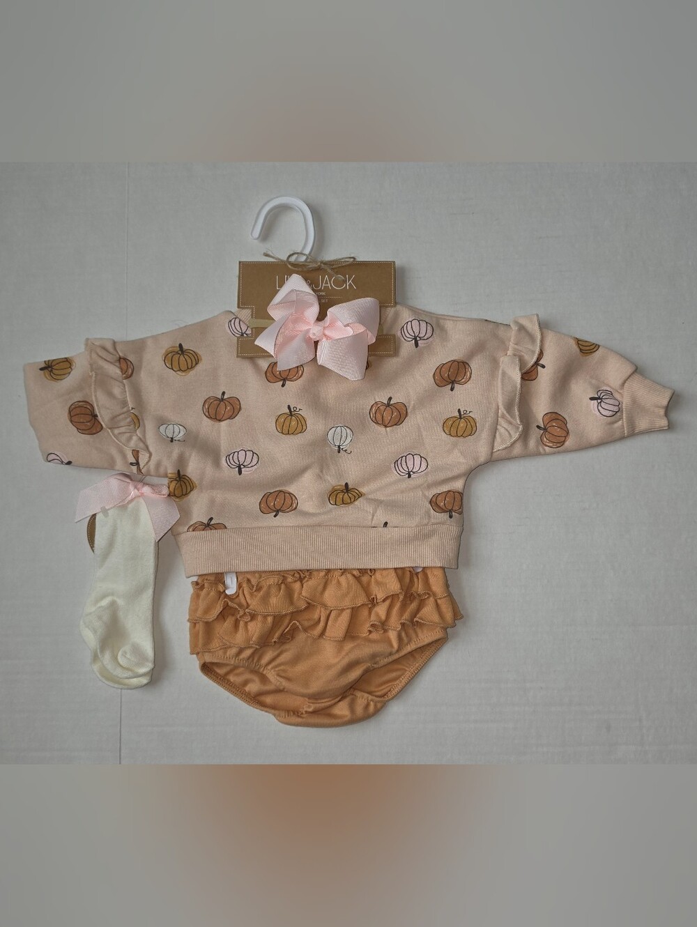 Lila & Jack NY Pumpkin Print Baby 4 Pc  Set Sz 6-9 Mnths- Pink & Pumpkin